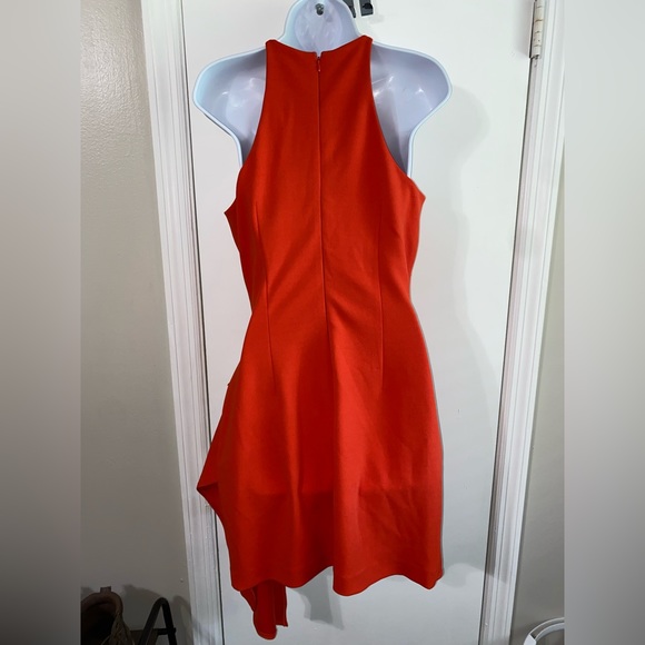 Belle Badgley Mischka orange Halter Neck Asymmetrical Dress Size 4 - Picture 4 of 6